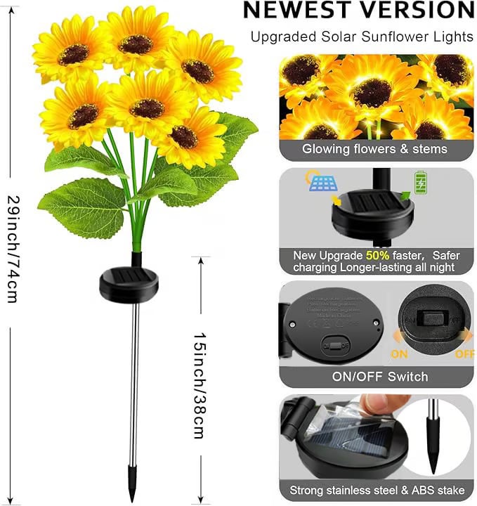 🌞Solar LED Sunflower Garden Lights-29.6inch/74cm