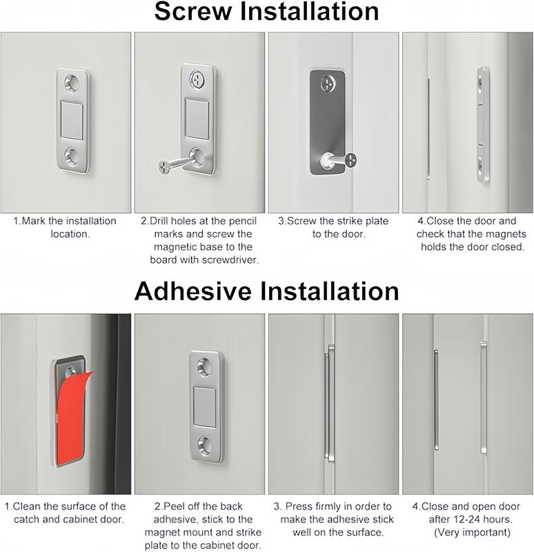 16 Pair Counts Cupboard Magnetic Catch without Punching, 3-Step Stick-On Install - No Tools Needed