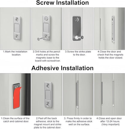 16 Pair Counts Cupboard Magnetic Catch without Punching, 3-Step Stick-On Install - No Tools Needed