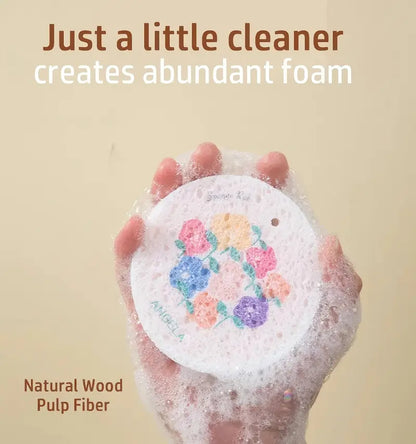 Natural Wood Pulp Floral Dish Sponge 🌱 | Eco-Friendly Kitchen Cleaning Essential 🧽