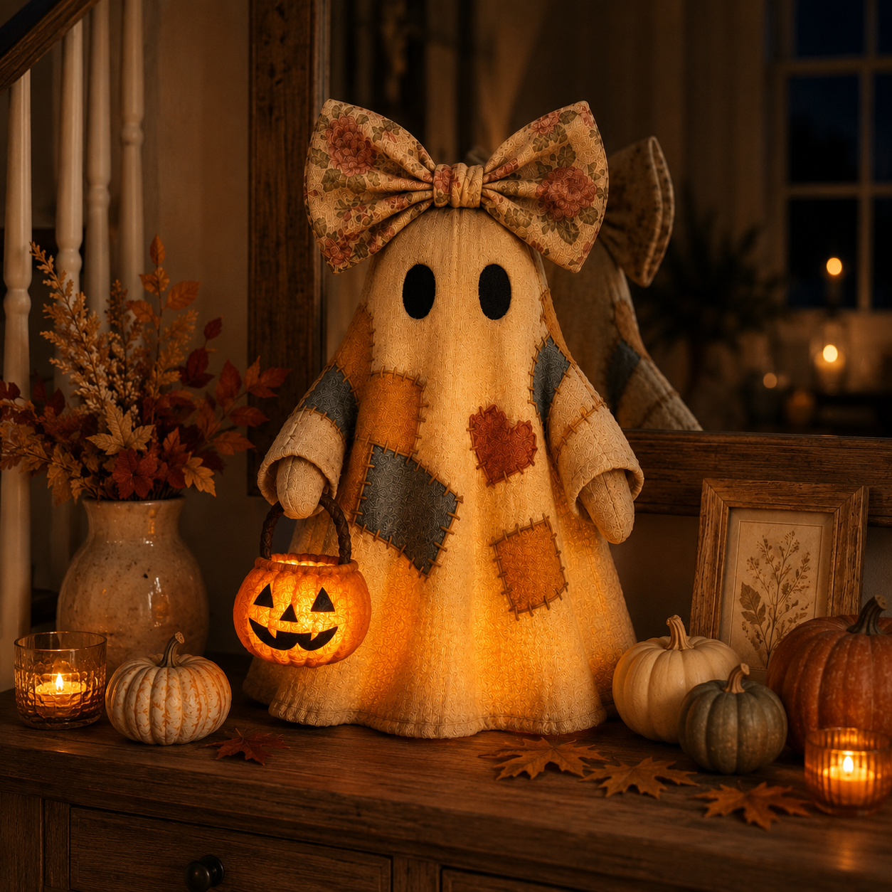 Vintage Patchwork Glowing Ghost