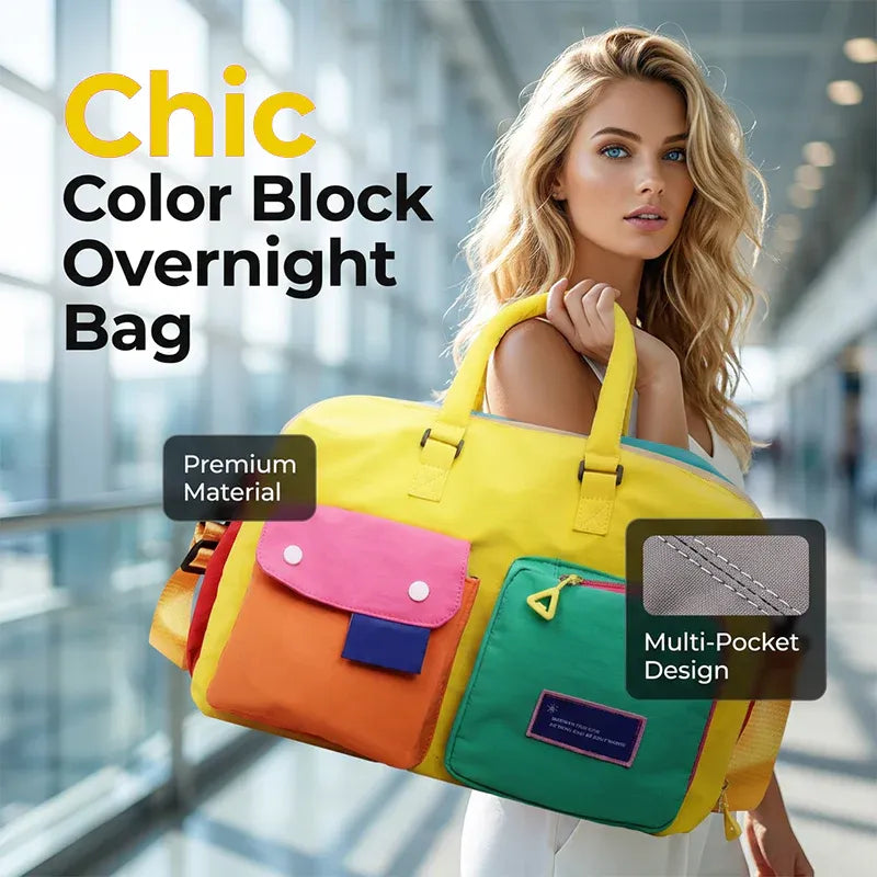 🏆LAST DAY SALE 49% OFF🔥Casual Color Block Overnight Bag