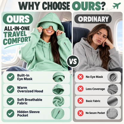 🌙 Travel Sweatshirt Hoodie with Built-in Sleep Mask