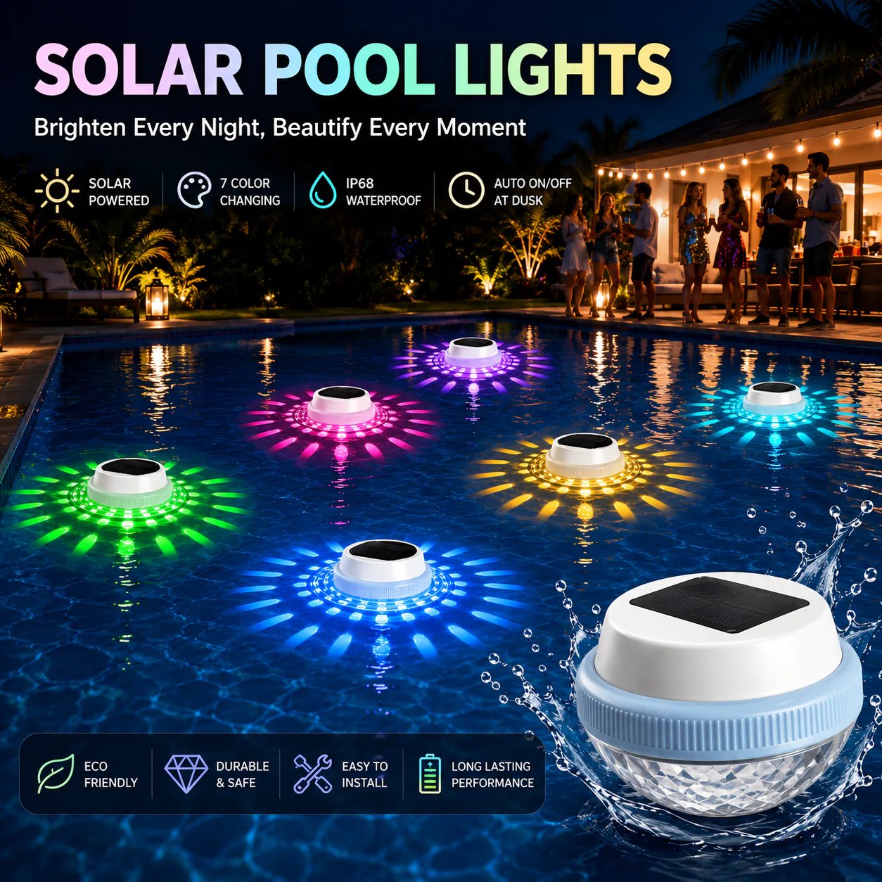 Solar Floating Pool RGB Light (Pack Of 2)