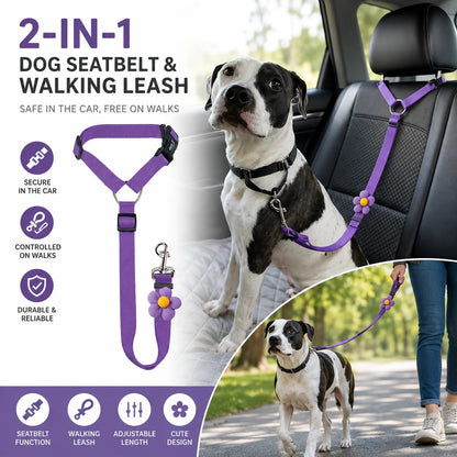 🔥BUY 1 GET 1 FREE 🎁2-in-1 Dog Car Seat Belt & Walking Leash
