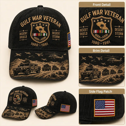 🏜️Gulf War Veteran Desert Shield & 🚁Desert Storm Commemorative Cap 🇺🇸