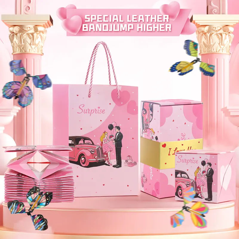 Birthday 20 Bounces Surprise Gift Box with Flying Butterfly Toys