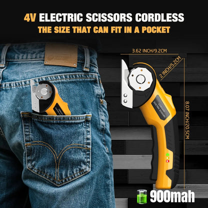 ✂️Cordless Electric Scissors 4V – Rechargeable Heavy Duty Cutter with Safety Lock, LED Light, Long Battery Life