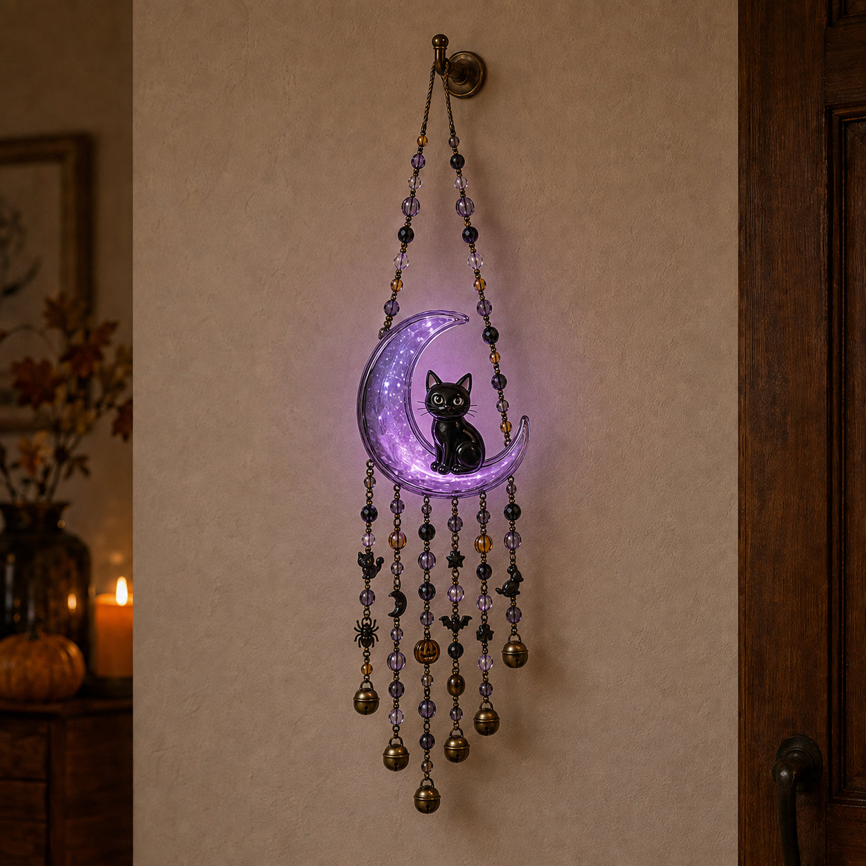 Lighted Halloween Beaded Wind Chime Collection – Glowing Hanging Décor