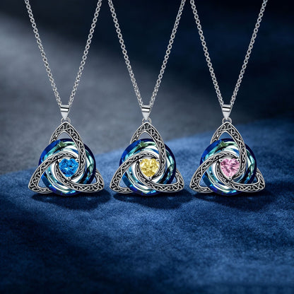 ✨ Birthstone Celtic Trinity Knot Necklace – Meaningful Irish Knot Pendant for Women, Anniversary & Birthday Gift