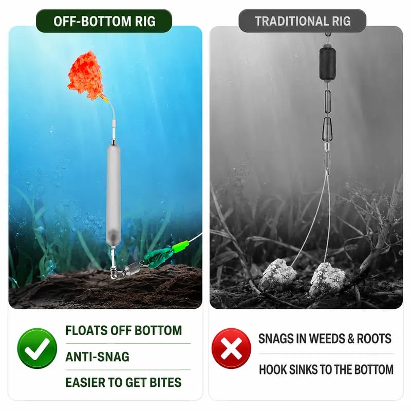 🎣 Pre-Tied Off Bottom Fishing Rig | Anti-Snag Floating Bottom Hook Leaders