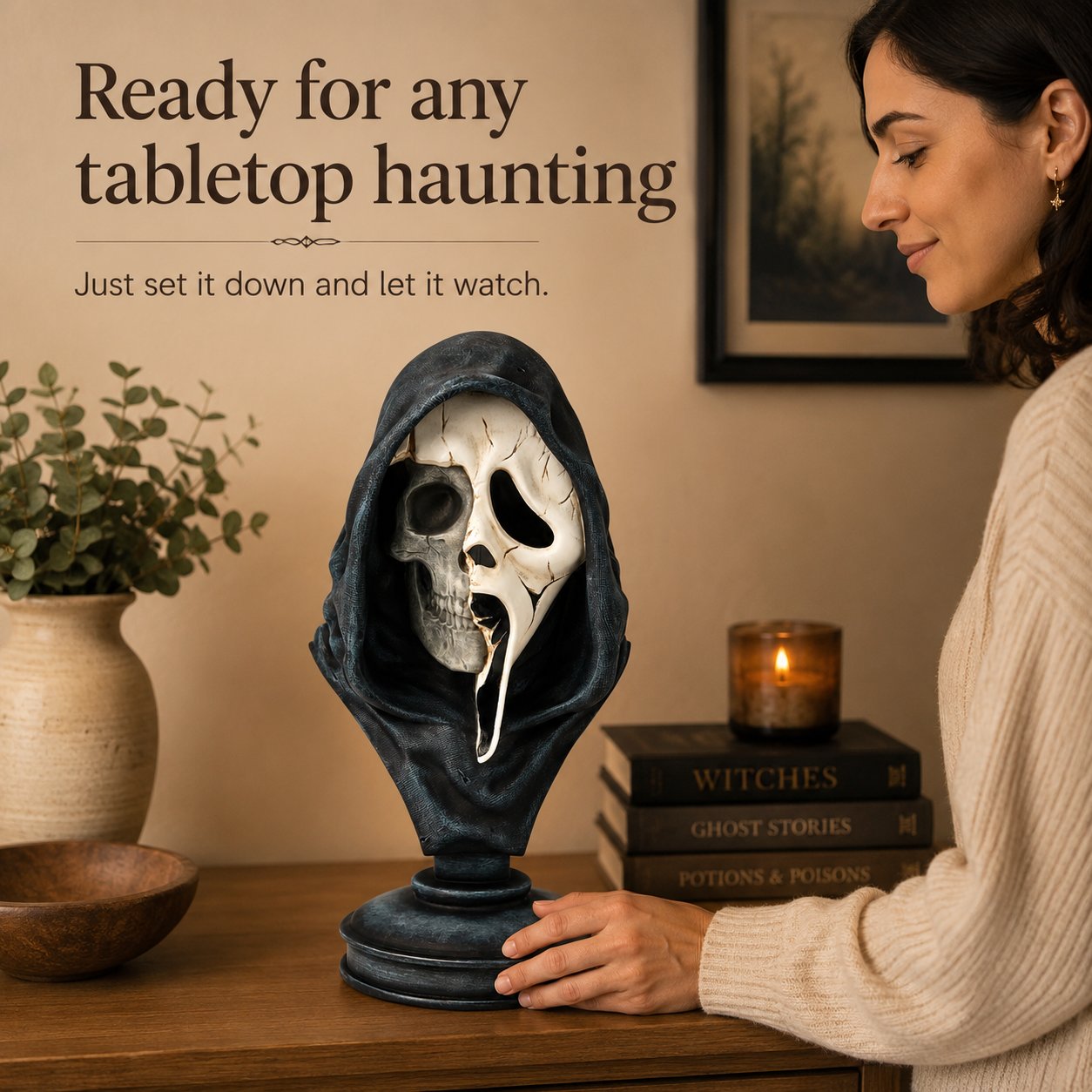 💀 Ghost Face Skeleton Bust Statue