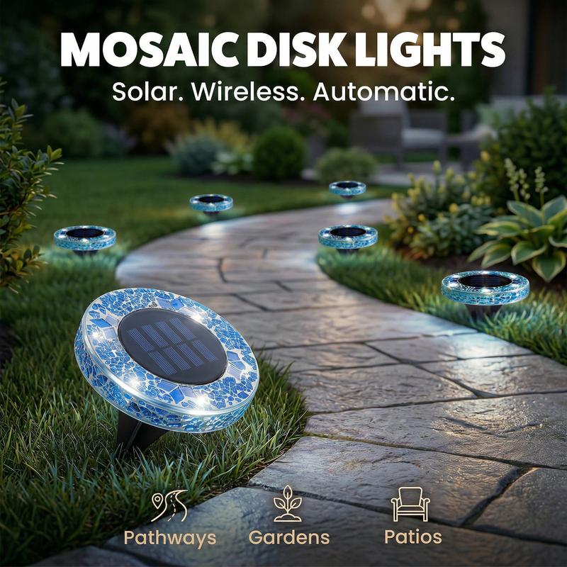✨Solar Outdoor Mosaic Disc Lights (4-Pack)