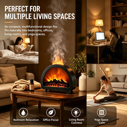 Fireplace Flame Essential Oil Diffuser - 7 Color Ultrasonic Aromatherapy Humidifier