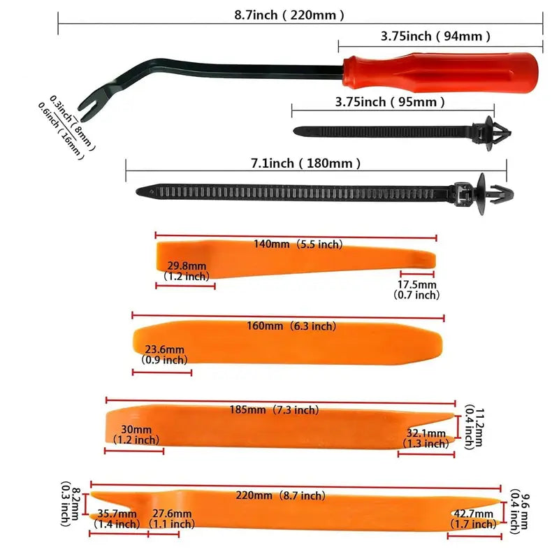 Trim removal pry tool dimensions