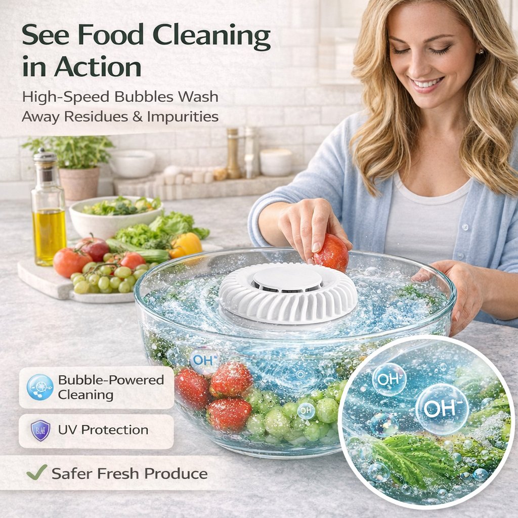 🥬 Fruit & Vegetable Washer – Chemical-Free, Removes Pesticides & Bacteria Instantly