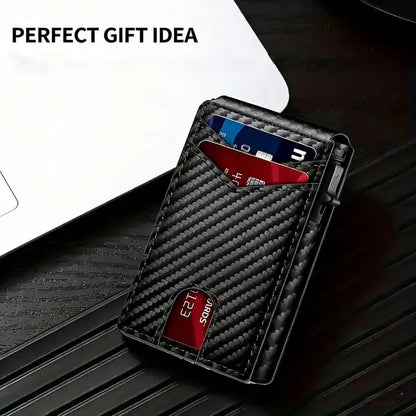 🔐 RFID Blocking Minimalist Pop-Up Wallet | One-Second Card Eject Design & Ultra Slim Pocket Wallet
