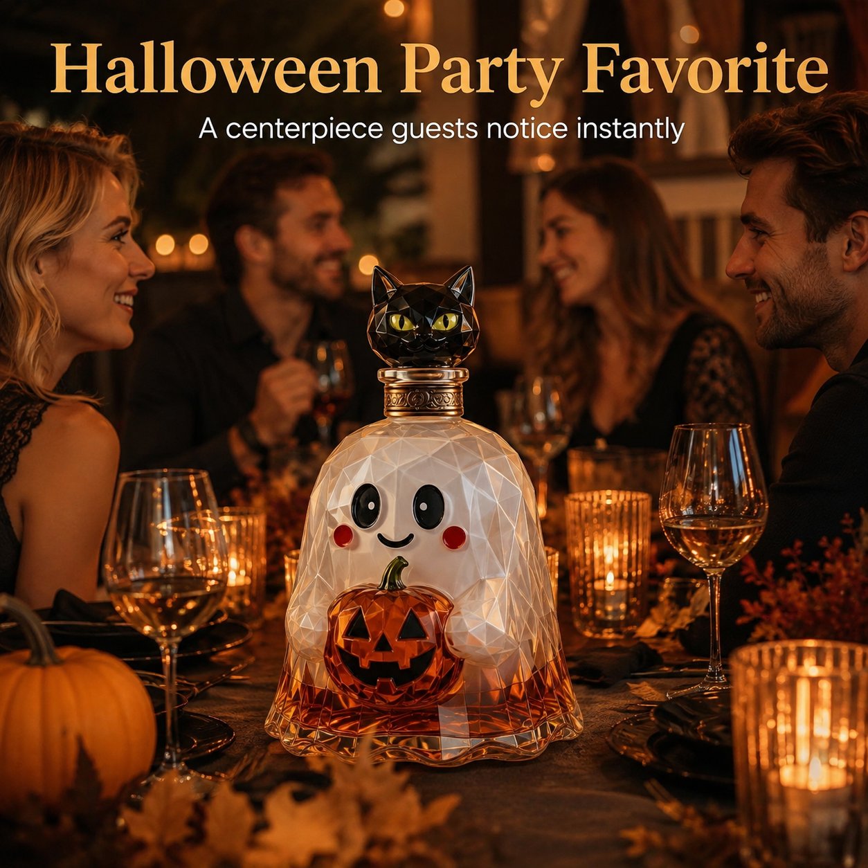 🔥HOT SALE🔥Ghost Pumpkin Halloween Decanter 🎃 Spooky Glass Whiskey Bottle