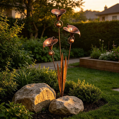 Copper Calla Lily Garden Chime Set – A Peaceful Touch for Flower Lovers 🌿🔔
