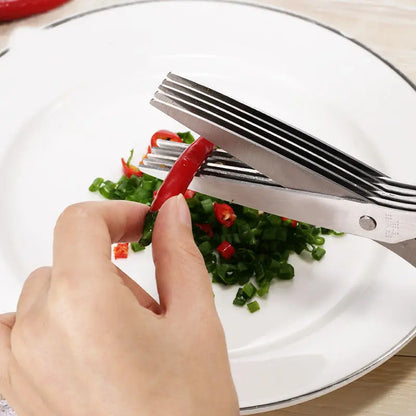 Buy 1 Get 1 Free 🎁Stainless Steel 5 Blades Scallion Cutter Scissors