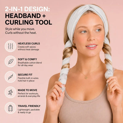 💆‍♀️Heather Gray Active Curling Headband – Heatless Hair Curler for Soft Waves & Curls