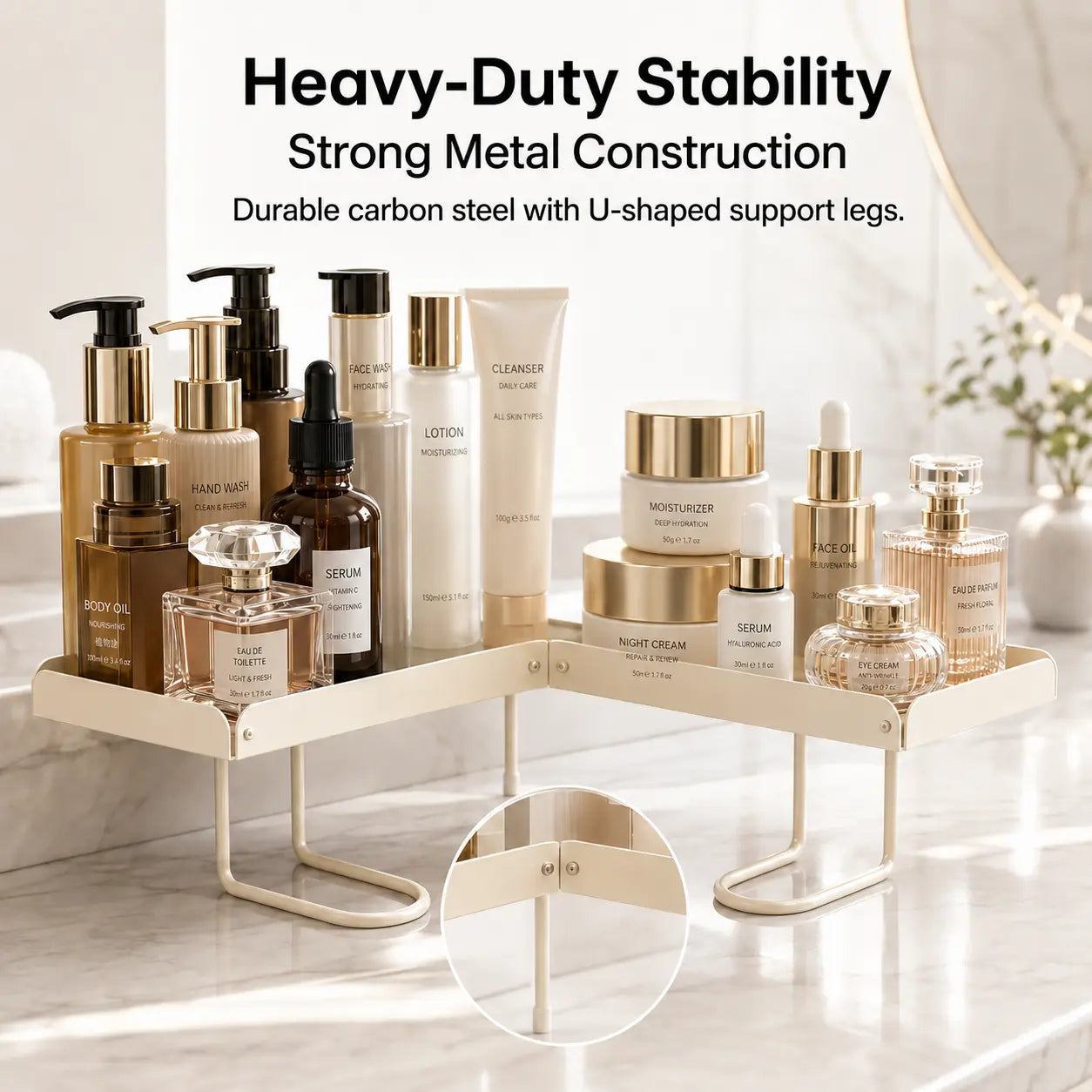 Foldable Steel Over-Sink Shelf Organizer, No-Drill Adjustable Storage Rack ✅