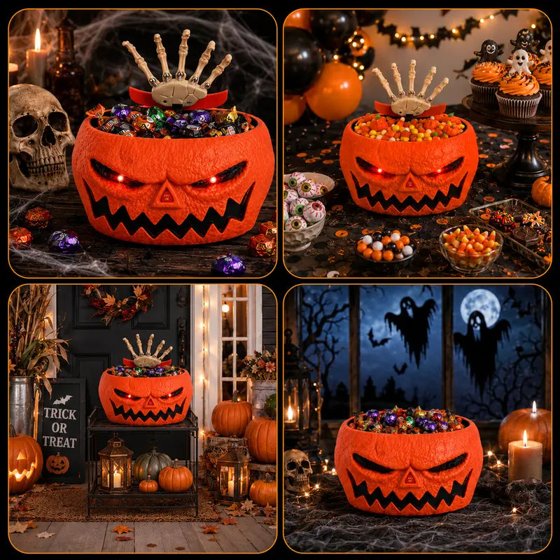 🎃 Funny Jump‑Scare Pumpkin Candy Bowl For Trick-or-Treat Pranking 👻