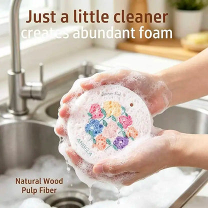 Natural Wood Pulp Floral Dish Sponge 🌱 | Eco-Friendly Kitchen Cleaning Essential 🧽