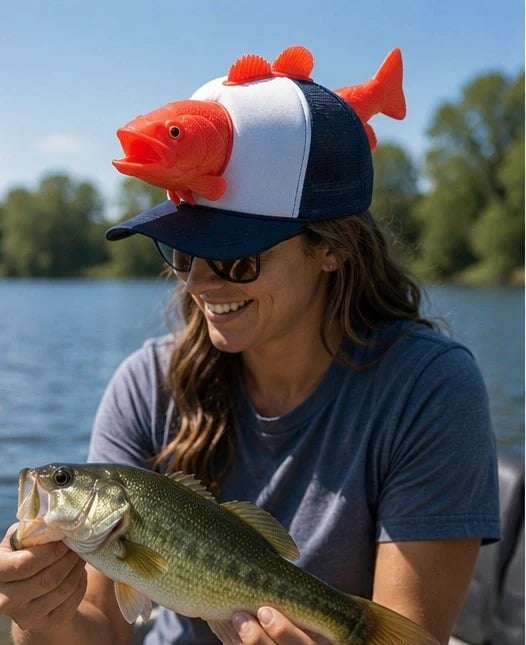 Funny 3D Bass Fish Trucker Hat – Unique Gift for Dads & Fishing Lovers