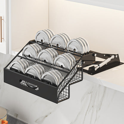 Cabinet pull rod folding storage rack
