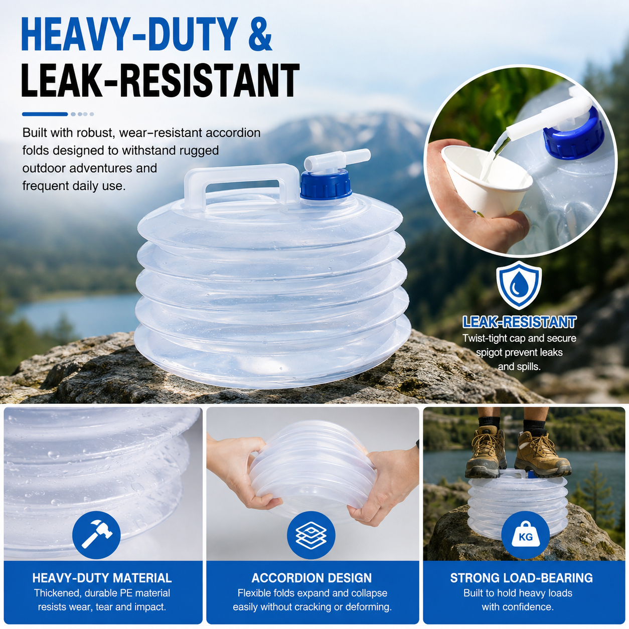 ⛺Foldable outdoor vehicle water container