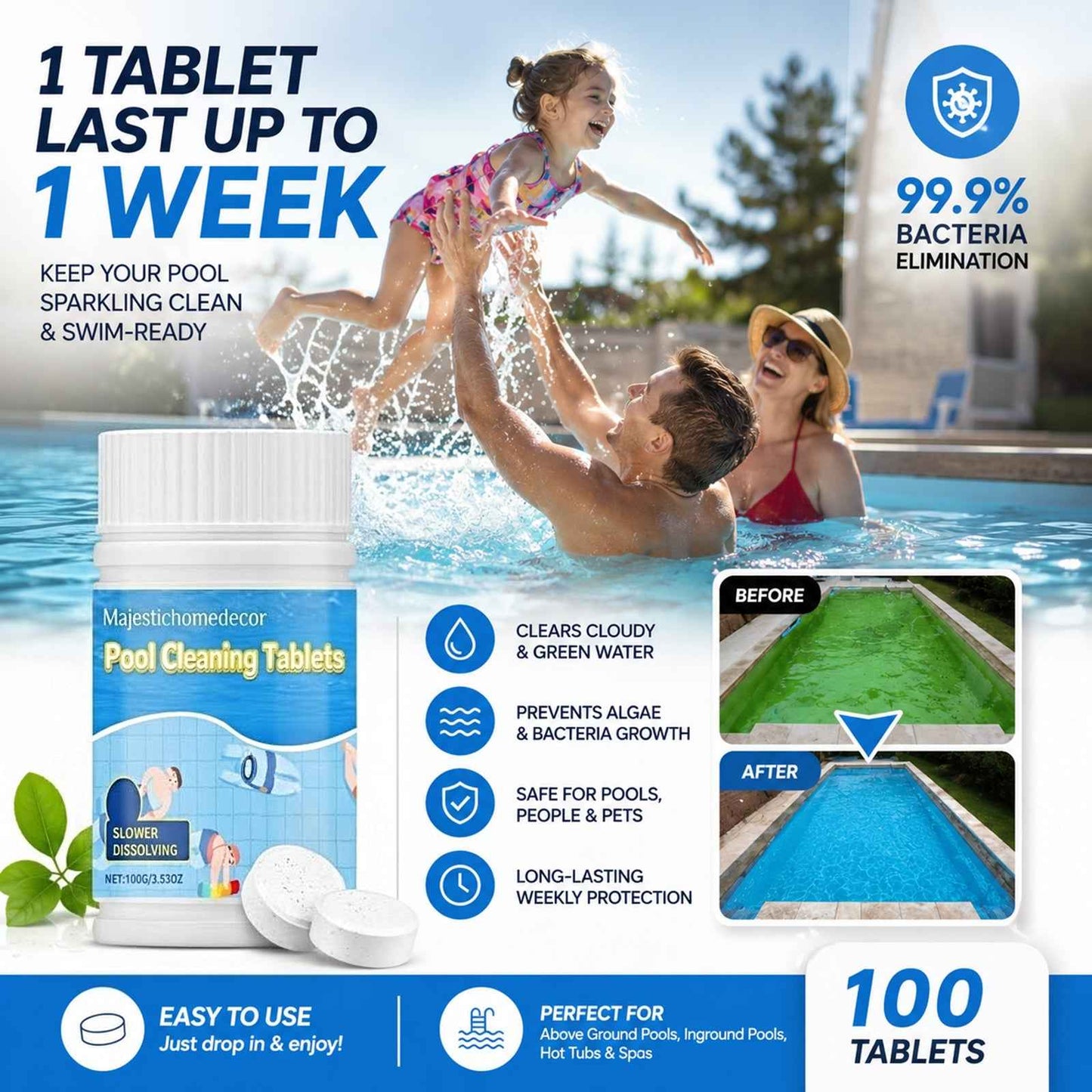 🔥 Limited-Time Offer! The Next-Gen Pool Purifier is here ✨ 2X Stronger Algae Control, Gentle & Safe for Kids! 👨‍👩‍👧‍👦