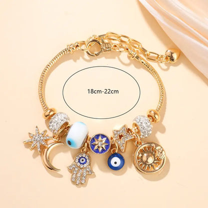 Women's Starry Sky Bracelet | Moon, Hamsa Hand, Evil Eye, and Tree of Life