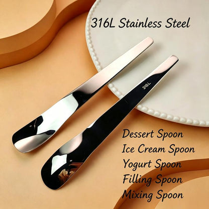 316L Stainless Steel Dessert Spade Spoon, Mirror Polished Thick Multi‑Purpose