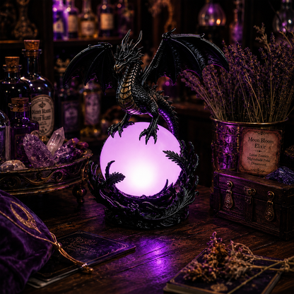 🔮Gothic Dragon LED Crystal Ball Lamp for Dark Aesthetic Decor🐉