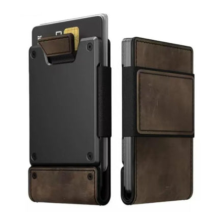 Unisex genuine leather stitching, solid color with pattern, suitable for spring RFID card holders.