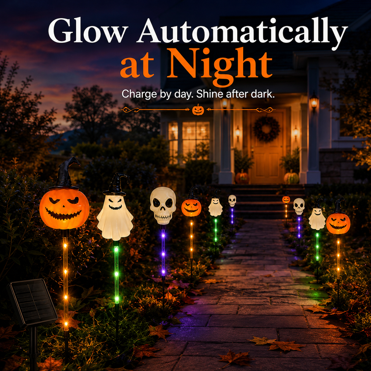 🎃 Solar Halloween Pathway Stake Lights with Pumpkins, Ghosts & Skulls 👻