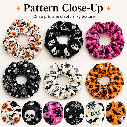 🎃 Hand-Illustrated Halloween Scrunchie Collection
