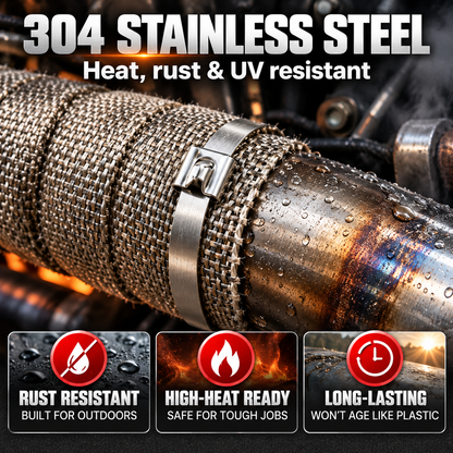 304 Stainless Steel Cable Tie Kit with Tool + 100 Ties