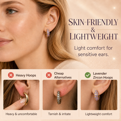 💜 Sparkling Light Purple Zircon Huggie Hoop Earrings