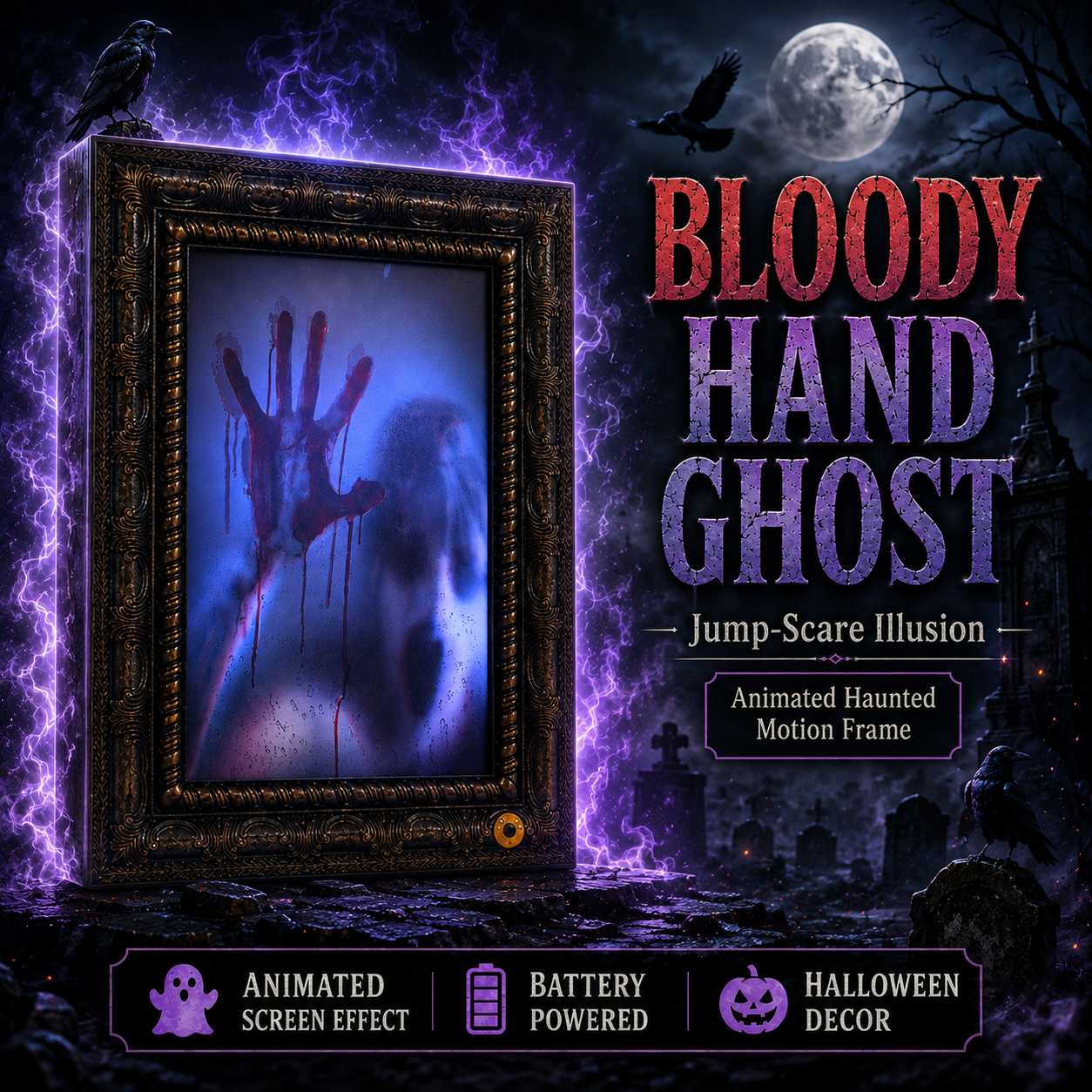 🎃 3 Haunting Styles Animated Motion Frame – It Moves. It Stares. It Haunts.