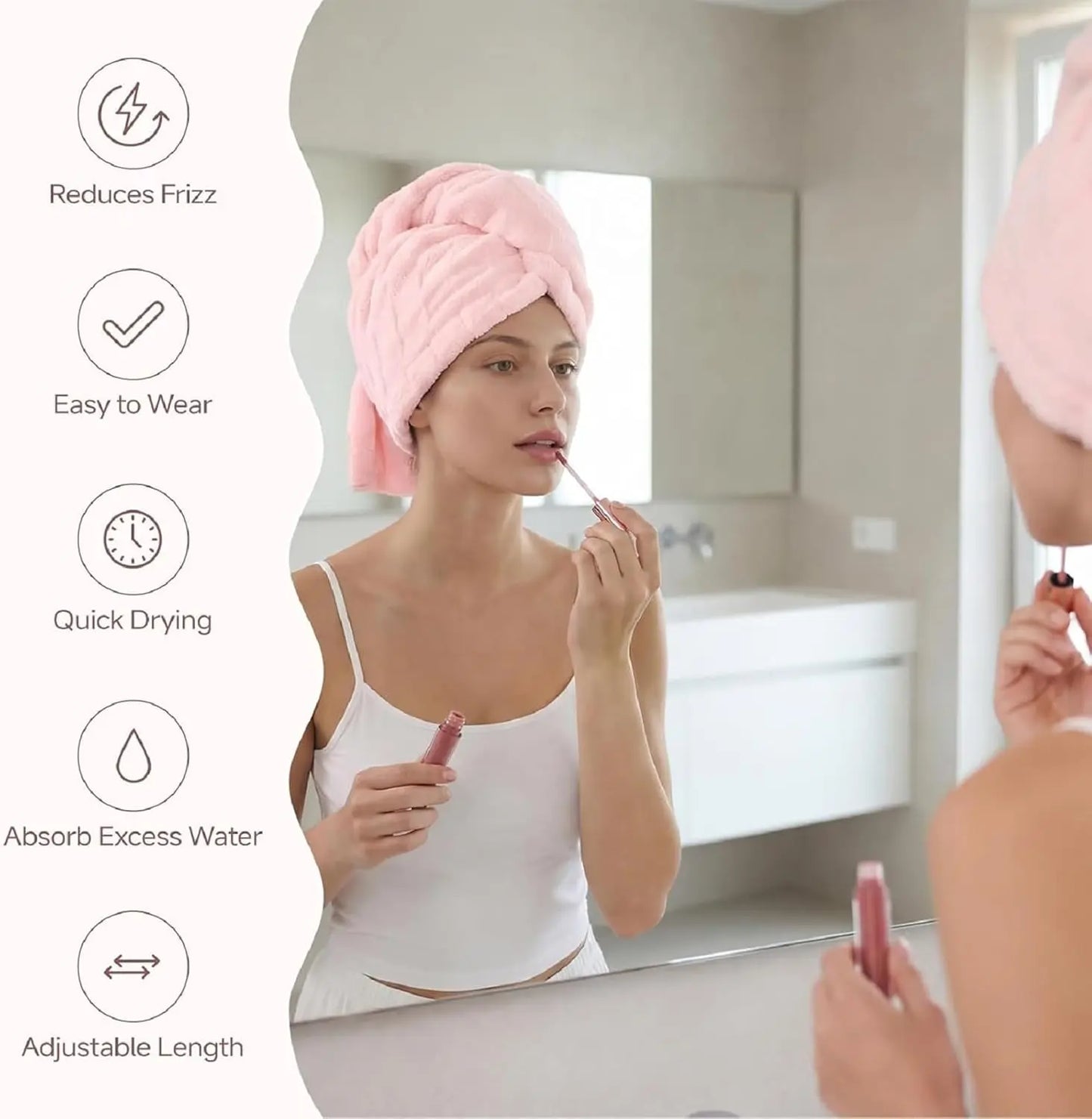 Ultra-Absorbent Microfiber Hair Turban – Soft Quick-Dry Towel Wrap for Long & Thick Hair
