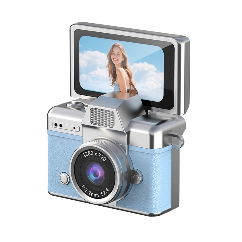 Retro Mini Digital Camera — 1080P Flip Screen, Keychain Size, Y2K Film Style