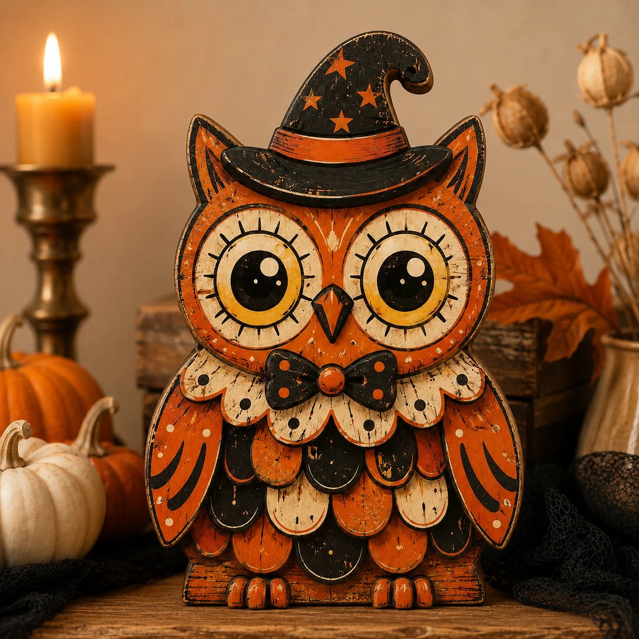 Vintage Halloween Wooden Character Tabletop Decor