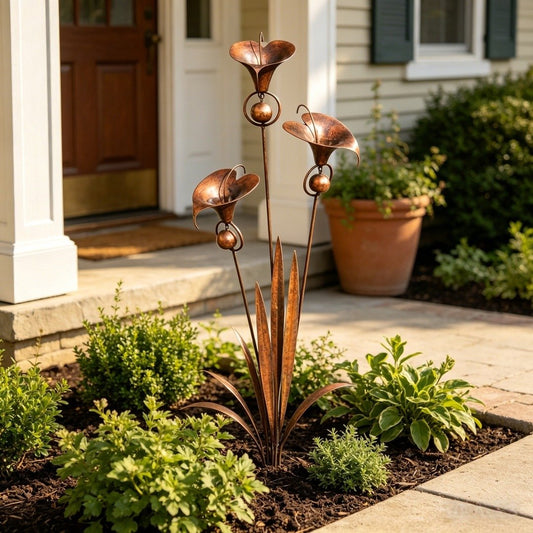 Copper Calla Lily Garden Chime Set – A Peaceful Touch for Flower Lovers 🌿🔔
