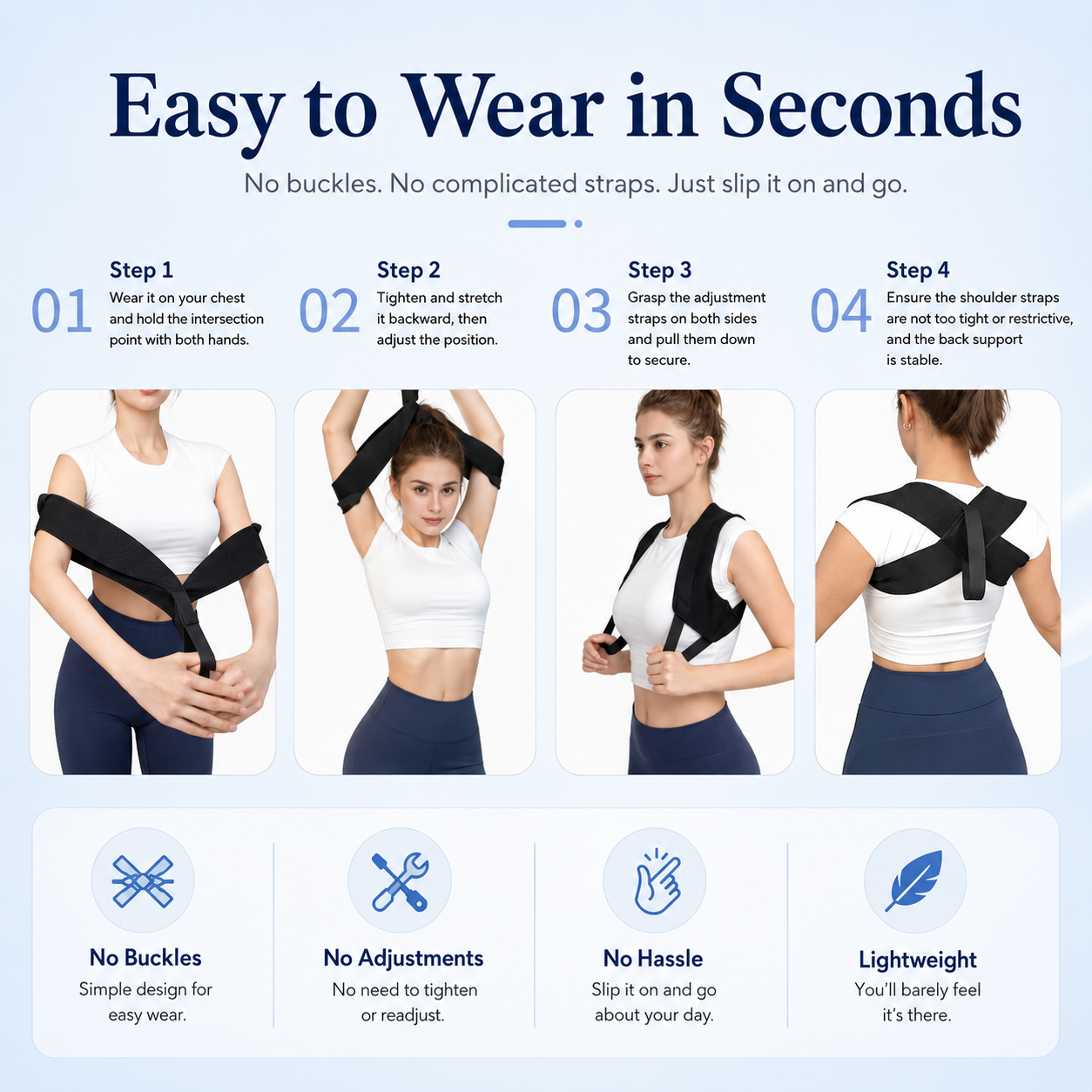 🔥LAST DAY 49% OFF🔥💪Posture Support Straps for Men & Women – Adjustable Shoulder Support for Everyday Wear