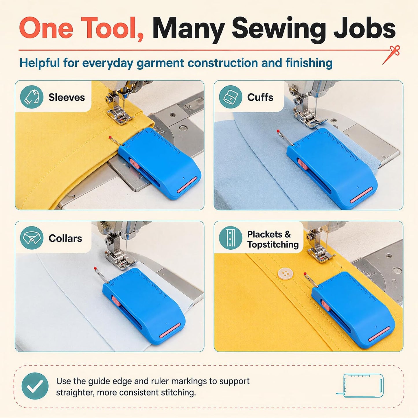 🧵 3-in-1 Magnetic Sewing Helper | Magnetic Seam Guide