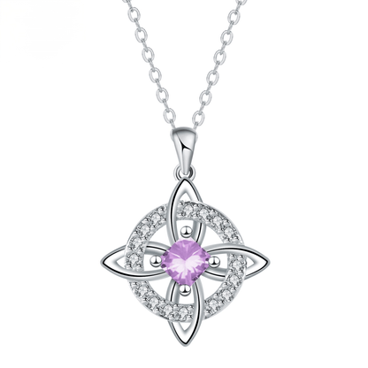 🔮 Personalized Witch’s Knot Birthstone Necklace – Sacred Protection & Luck Talisman ✨