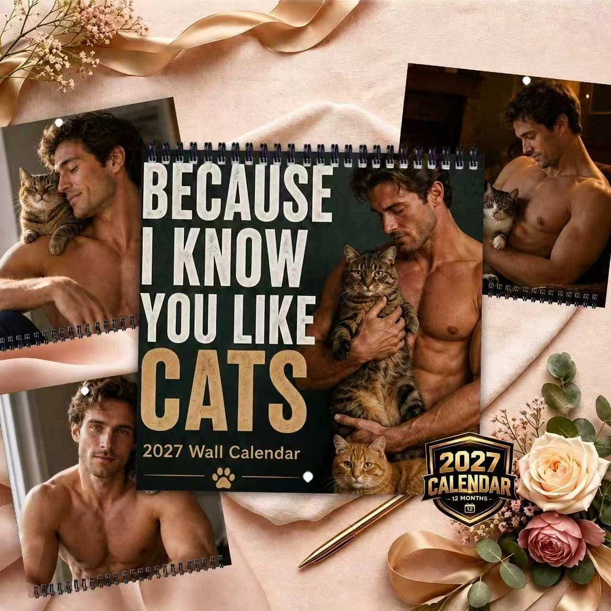 🔥Black Friday Deal: 2027 Naked Cats Men's Wall Calendar