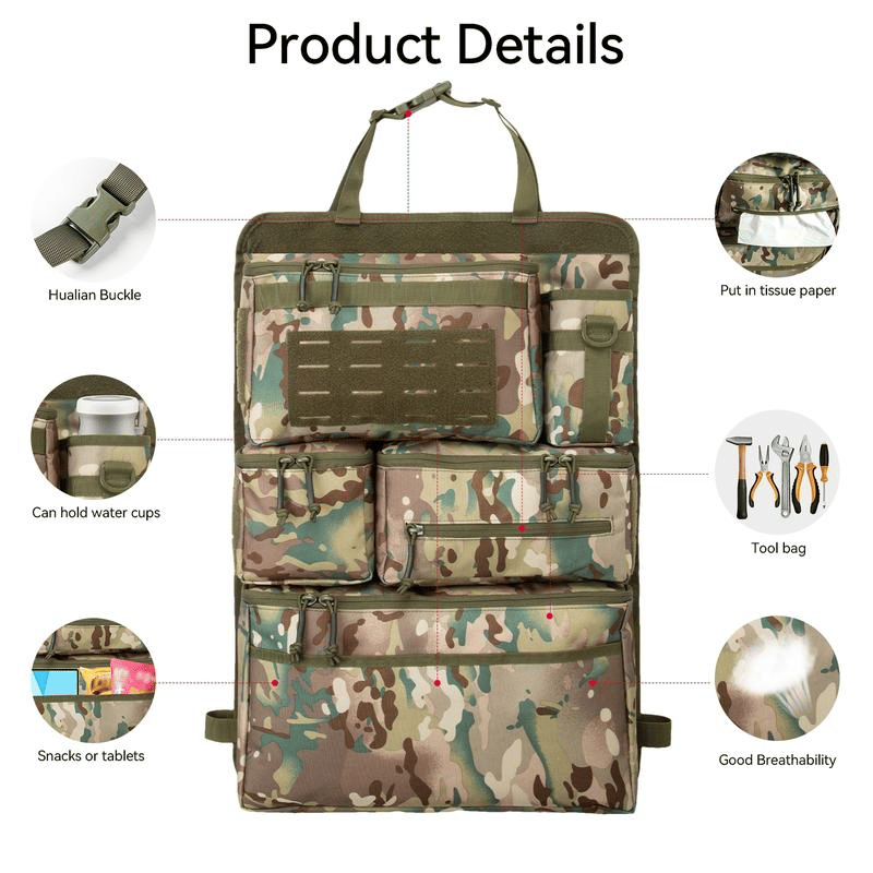 Tactical Multi-Functional Modular Car Seat Hanging Organizer Bag